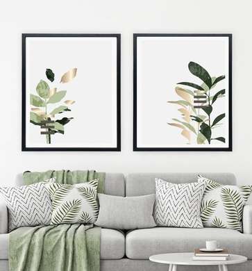 Poster - Leaves, 30 x 45 см, Canvas on frame, Sets