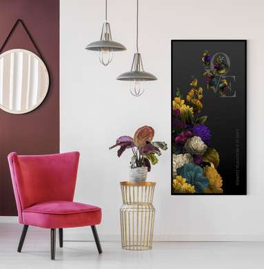 Poster - Love is a beautiful flower, 30 x 90 см, Canvas on frame, Botanical