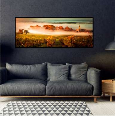 Poster - Autumn morning park, 150 x 50 см, Framed poster