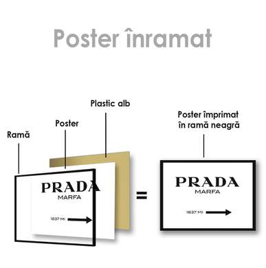 Poster - Prada, 45 x 30 см, Panza pe cadru, Alb Negru