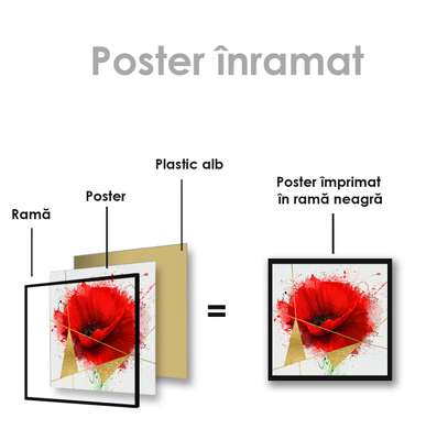Poster - Mac roșu, 100 x 100 см, Poster inramat pe sticla
