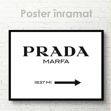 Постер - Прада, 45 x 30 см, Холст на подрамнике, Черно Белые