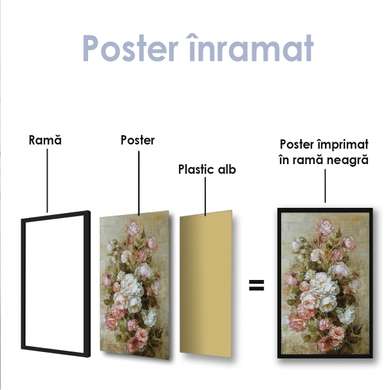 Poster - Provence roses, 45 x 90 см, Framed poster on glass, Provence