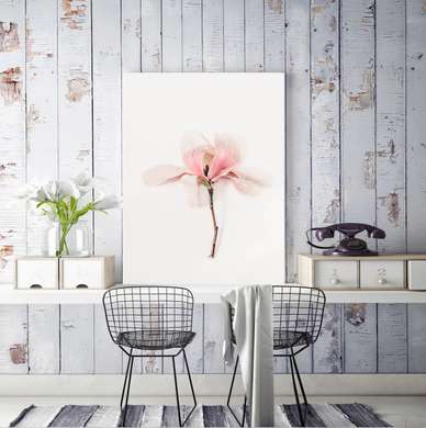 Poster - Pink flower, 60 x 90 см, Framed poster, Minimalism