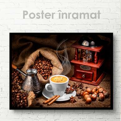 Poster - Cafea aromată, 90 x 60 см, Poster inramat pe sticla