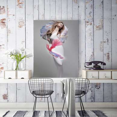 Poster - Fish girl, 30 x 45 см, Canvas on frame