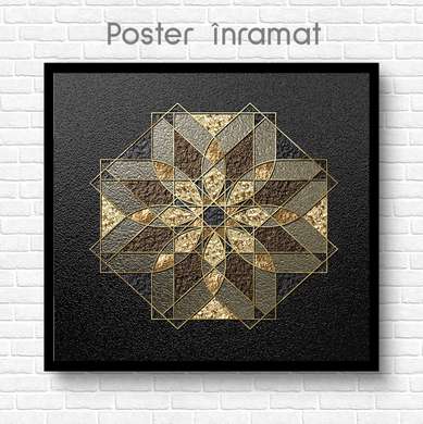Poster - Abstract flower on a black background, 90 x 45 см, Framed poster on glass, Abstract