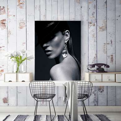 Poster - Profile of a mysterious girl, 30 x 60 см, Canvas on frame