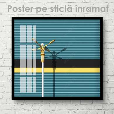 Poster - Street lamp, 100 x 100 см, Framed poster on glass, Minimalism