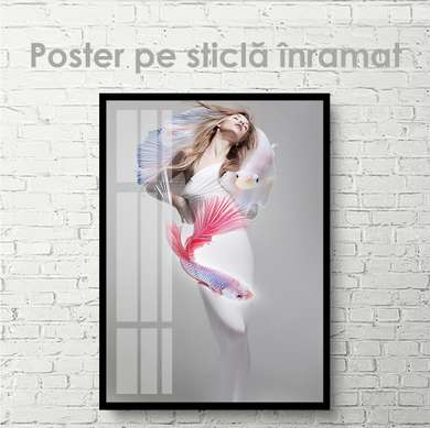 Постер - Девушка рыба, 60 x 90 см, Постер на Стекле в раме