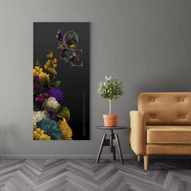 Постер - Любовь это красивый цветок, 30 x 90 см, Холст на подрамнике, Ботаника