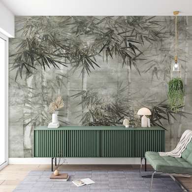 Wall mural - Bamboo trees in gray colors