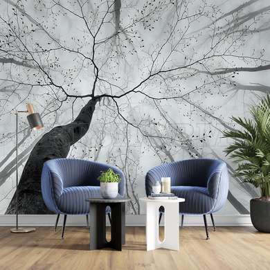 Wall mural - Trees in shades of gray