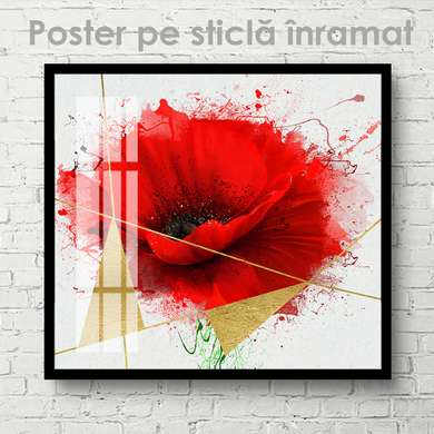 Poster - Mac roșu, 100 x 100 см, Poster inramat pe sticla