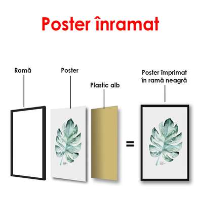 Poster - Green leaf on a white background, 60 x 90 см, Framed poster, Botanical
