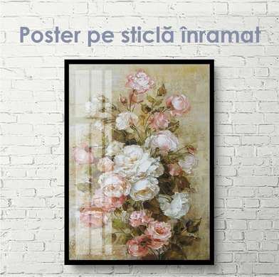 Poster - Provence roses, 45 x 90 см, Framed poster on glass, Provence