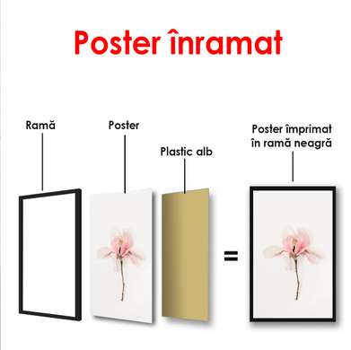 Poster - Pink flower, 60 x 90 см, Framed poster, Minimalism