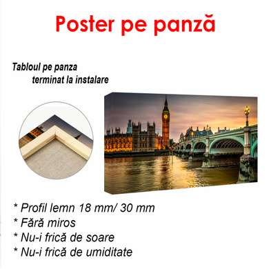 Poster - Apus de soare în Londra, 90 x 60 см, Poster înrămat
