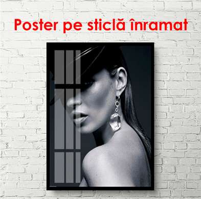 Poster - Profilul unei fete misterioase, 30 x 60 см, Panza pe cadru