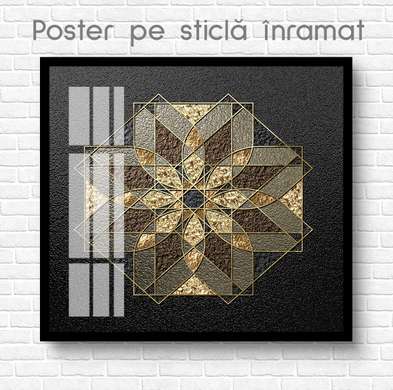 Poster - Abstract flower on a black background, 90 x 45 см, Framed poster on glass, Abstract