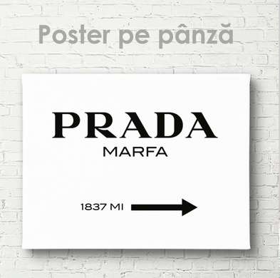 Постер - Прада, 45 x 30 см, Холст на подрамнике, Черно Белые