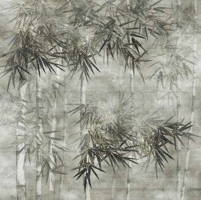 Wall mural - Bamboo trees in gray colors