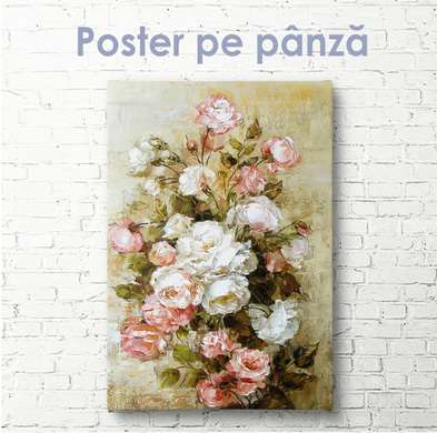 Постер - Розы прованс, 30 x 60 см, Холст на подрамнике