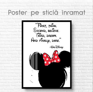 Poster - Minnie Mouse with quote, 30 x 45 см, Canvas on frame