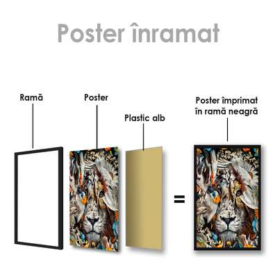 Poster, Leul abstract, 60 x 90 см, Poster inramat pe sticla