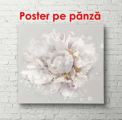 Poster - Bujor cu strălucire aurie, 100 x 100 см, Poster înrămat, Flori