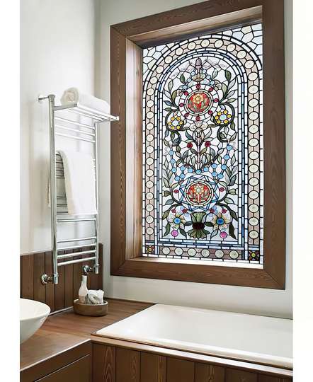 Window Privacy Film, Decorative stained glass window with mosaic, 60 x 90cm, Transparent