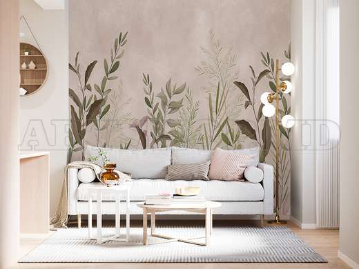 Wall mural - Frunze pe fundal rose