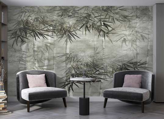 Wall mural - Bamboo trees in gray colors