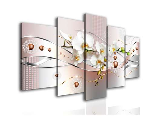 Modular picture, Orchid on a light background., 108 х 60
