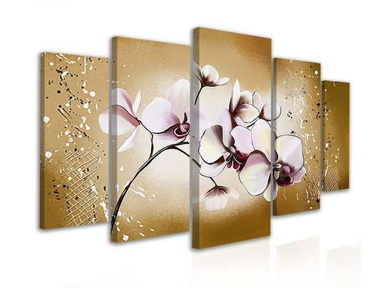 Modular picture, Sprig of white orchids, 108 х 60
