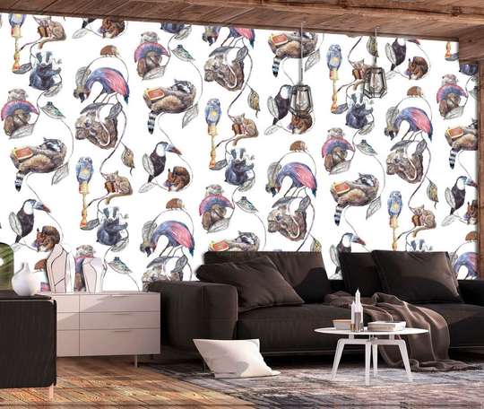 Wall Mural - Animals on a white background