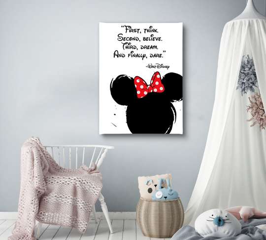 Poster, Minnie Mouse cu citat, 30 x 45 см, Panza pe cadru