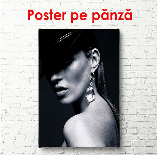 Постер - Профиль загадочной девушке, 30 x 60 см, Холст на подрамнике