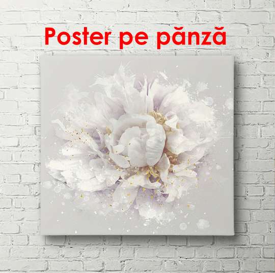 Poster - Peony with golden highlights, 100 x 100 см, Framed poster