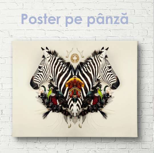 Постер, Абстрактные зебры, 45 x 30 см, Холст на подрамнике, Животные