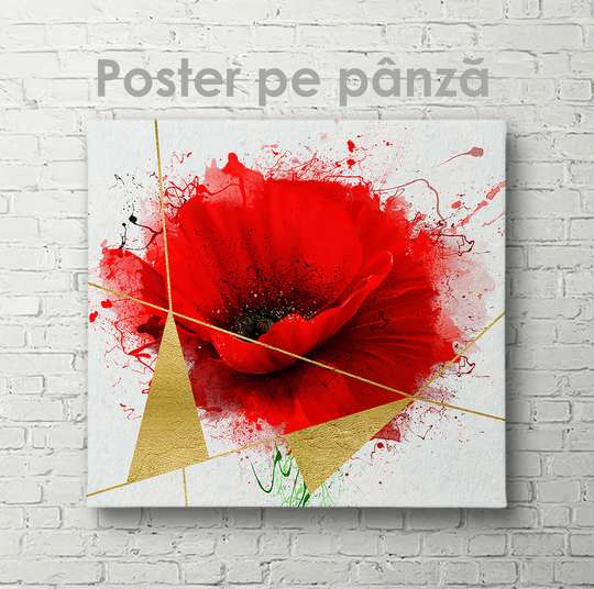 Постер - Красный мак, 40 x 40 см, Холст на подрамнике
