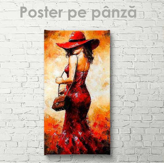 Постер - Огненная девушка, 30 x 90 см, Холст на подрамнике