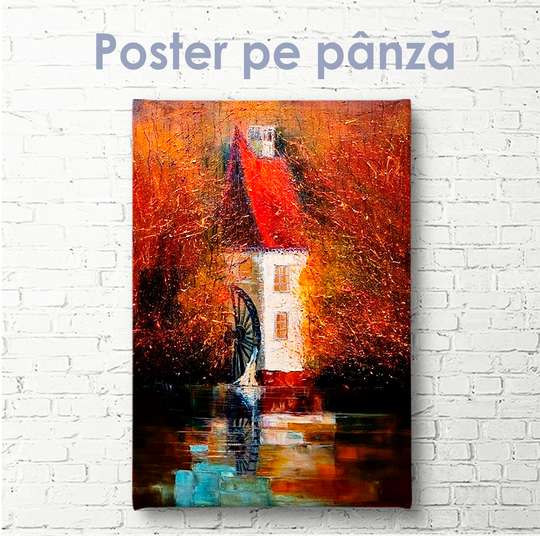 Poster - Water mill painting, 30 x 45 см, Canvas on frame