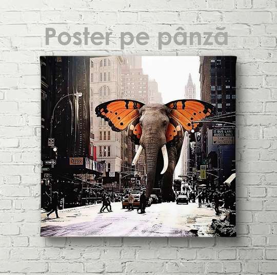 Poster, Elefantul din poveste, 40 x 40 см, Panza pe cadru, Animale