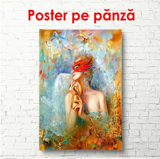 Poster - Girl with a red mask on her face, 60 x 90 см, Framed poster