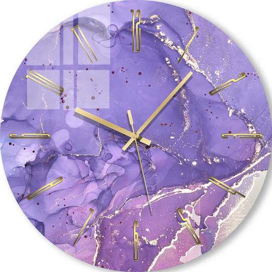 Glass clock - Violet paint, 40cm