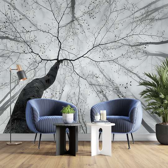 Wall mural - Trees in shades of gray
