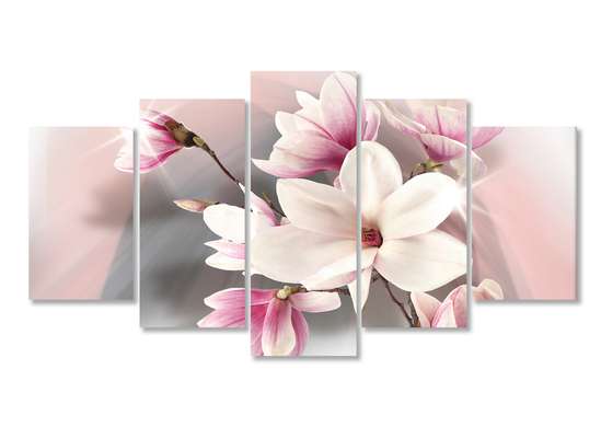 Modular picture, Delicate flower on a pink background., 108 х 60