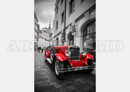 Fototapet - Un automobil roșu în oraș