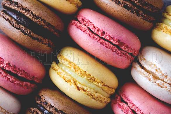 Poster - Soft Color Macarons, 90 x 60 см, Framed poster on glass, Food and Drinks